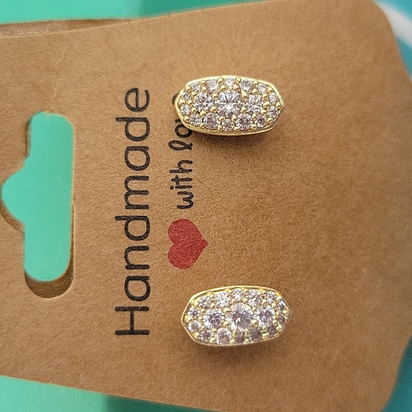 KENDRA SCOTT Goldtone And Rhinestone Stud Earrings - Picture 4 of 5